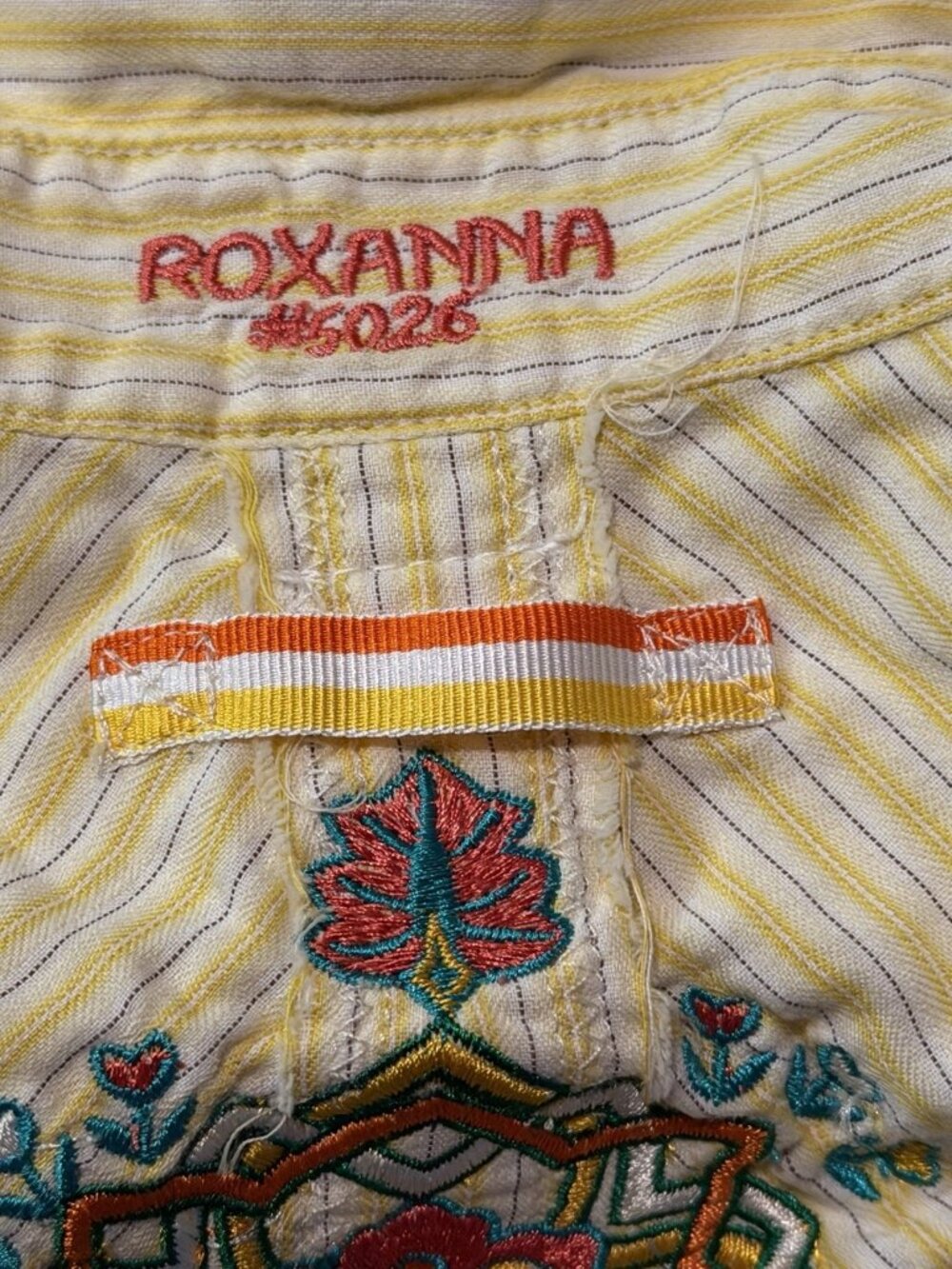 Johnny Was 3J Workshop Roxanna 5026 Striped Embroidered Floral Button Up Shirt M - Picture 13 of 13